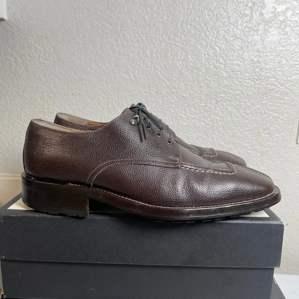 COLE HAAN Brown Pebble Leather Split Toe Oxfords Dress Shoes Men's Size 10 M